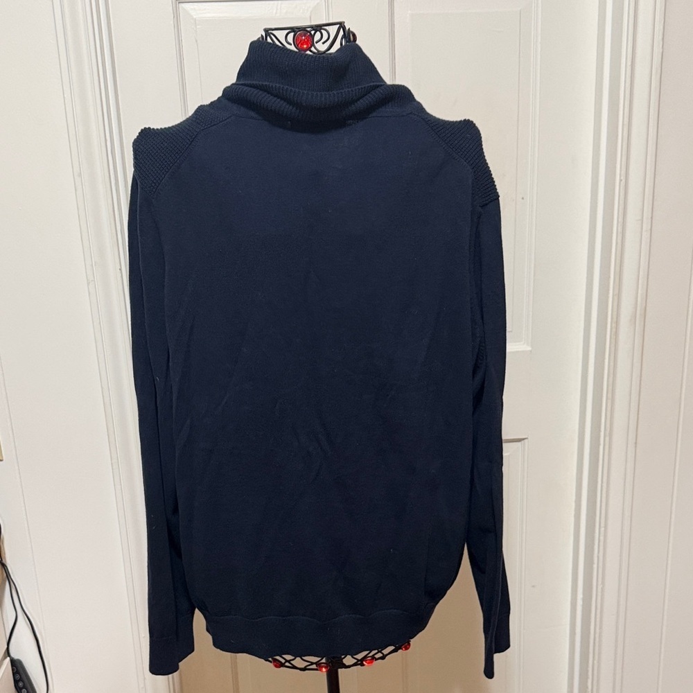 ⛄️⛄️⛄️BOGOHO ⛄️⛄️⛄️Michael Kors Dark Blue Shawl Collar Sweater-XL - Picture 7 of 9